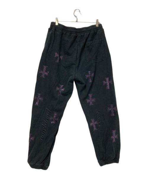 unknown（アンノウン）unknown (アンノウン) Outline Cross Rhinestone Sweat Pants ブラック サイズ:XLの古着・服飾アイテム