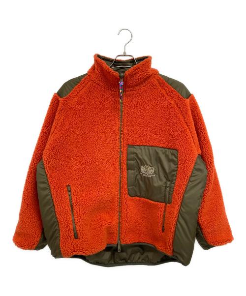 is-ness（イズネス）is-ness (イズネス) 1LDK別注 REVERSIBLE FLEECE JACKET オリーブ×オレンジ サイズ:Sの古着・服飾アイテム