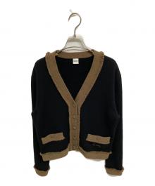 BOWTE（バウト）の古着「12G CASHMERE FRINGE CARDIGAN」｜ブラック×ブラウン