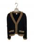 BOWTE（バウト）の古着「12G CASHMERE FRINGE CARDIGAN」｜ブラック×ブラウン