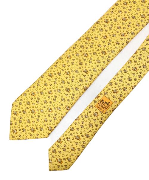HERMES（エルメス）HERMES (エルメス) 魚柄ネクタイ イエロー サイズ:下記参照の古着・服飾アイテム