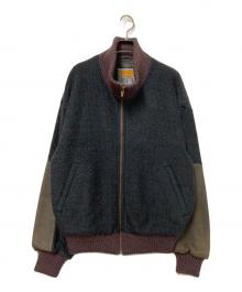 INTERMEZZO（インターメッツォ）の古着「ニットジャケット」｜グリーン×パープル