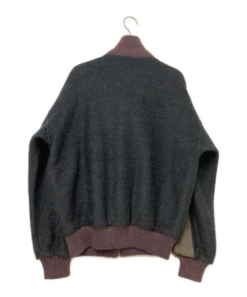 INTERMEZZO（インターメッツォ）INTERMEZZO (インターメッツォ) ニットジャケット グリーン×パープル サイズ: Lの古着・服飾アイテム