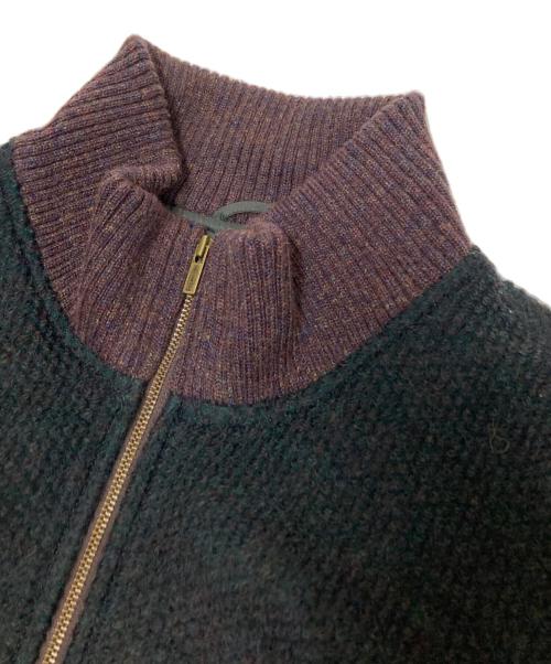 INTERMEZZO（インターメッツォ）INTERMEZZO (インターメッツォ) ニットジャケット グリーン×パープル サイズ: Lの古着・服飾アイテム