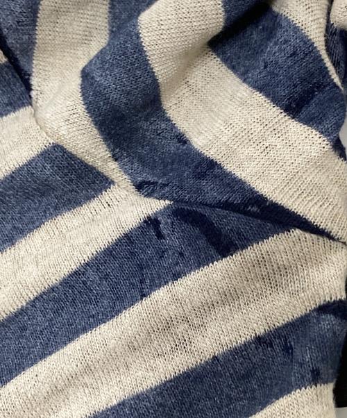 Yohji Yamamoto pour homme（ヨウジヤマモト プールオム）Yohji Yamamoto pour homme (ヨウジヤマモト プールオム) コットンリネンボーダーカットソー ブルー×ホワイト サイズ:3の古着・服飾アイテム