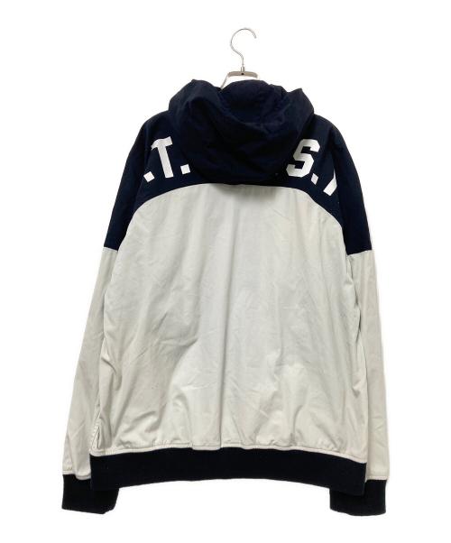 stussy（ステューシー）stussy (ステューシー) フーデッドジャケット ネイビー×ホワイト サイズ:XLの古着・服飾アイテム