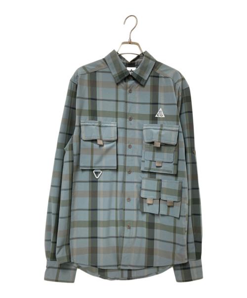 NIKE ACG（ナイキエーシージー）NIKE ACG (ナイキエーシージー) NRG DF UV DEV TR L/S TOP グレー×グリーン サイズ:Sの古着・服飾アイテム