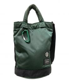 PORTER×STARBUCKS COFFEE（ポーター×スターバックス コーヒー）の古着「COFFEE BEAN SHAPE DRUM BAG」｜グリーン×ブラック