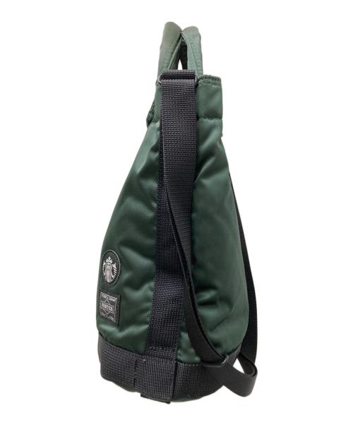 PORTER（ポーター）PORTER (ポーター) STARBUCKS COFFEE (スターバックス コーヒー) COFFEE BEAN SHAPE DRUM BAG グリーン×ブラック サイズ:下記参照の古着・服飾アイテム
