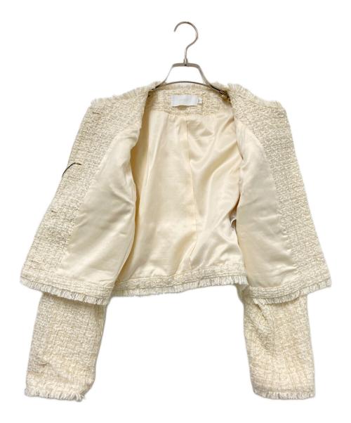 moussy（マウジー）moussy (マウジー) COMPACT TWEED ジャケット ベージュ サイズ:2 未使用品の古着・服飾アイテム