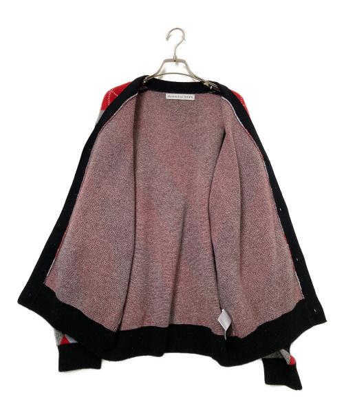 BETEAUX DE SHIPS（バトー ドゥ シップス）BETEAUX DE SHIPS (バトー ドゥ シップス) アーガイル ニット カーディガン グレー×レッド サイズ:2の古着・服飾アイテム