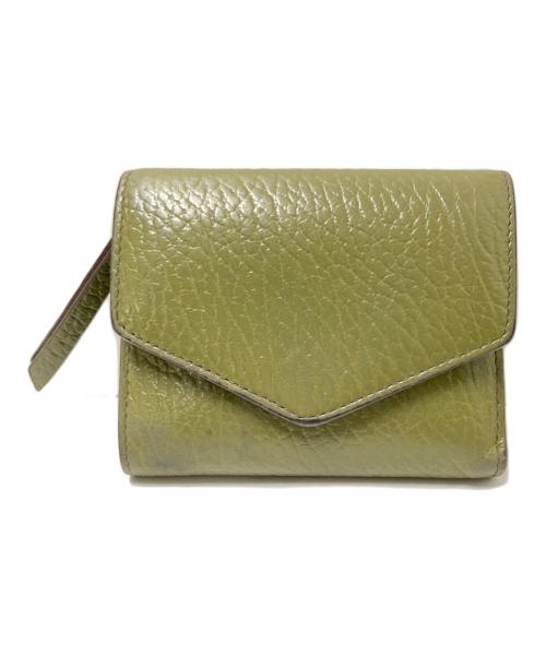 Maison Margiela（メゾンマルジェラ）Maison Margiela (メゾンマルジェラ) レザー エンベロープ ウォレット グリーン サイズ:下記参照の古着・服飾アイテム