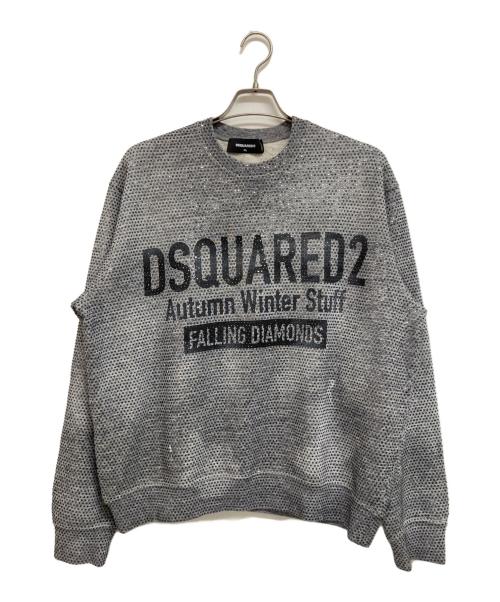 DSQUARED2（ディースクエアード）DSQUARED2 (ディースクエアード) ラインストーンスウェット グレー サイズ:XLの古着・服飾アイテム