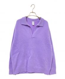 MEIAS（メイアス）の古着「カシミヤスキッパーポロニット」｜パープル