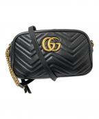 GUCCIグッチ）の古着「GGマーモント レザーショルダーバッグ」｜ブラック