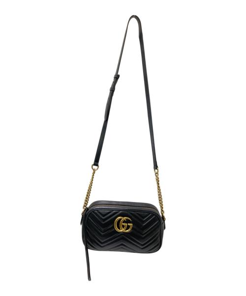 GUCCI（グッチ）GUCCI (グッチ) GGマーモント レザーショルダーバッグ ブラック サイズ:下記参照の古着・服飾アイテム
