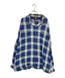 RRL（ダブルアールエル）の古着「オープンカラーオンブレチェックシャツ」｜ホワイト×ブルー