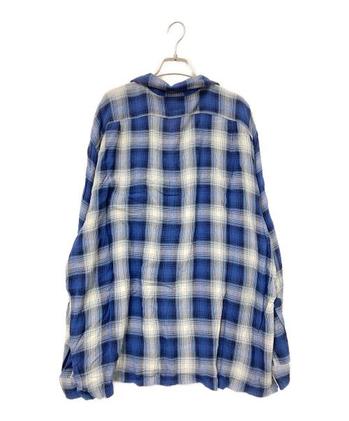 RRL（ダブルアールエル）RRL (ダブルアールエル) オープンカラーオンブレチェックシャツ ホワイト×ブルー サイズ:XLの古着・服飾アイテム