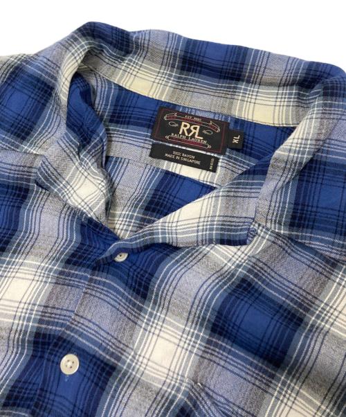 RRL（ダブルアールエル）RRL (ダブルアールエル) オープンカラーオンブレチェックシャツ ホワイト×ブルー サイズ:XLの古着・服飾アイテム