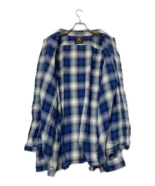 RRL（ダブルアールエル）RRL (ダブルアールエル) オープンカラーオンブレチェックシャツ ホワイト×ブルー サイズ:XLの古着・服飾アイテム