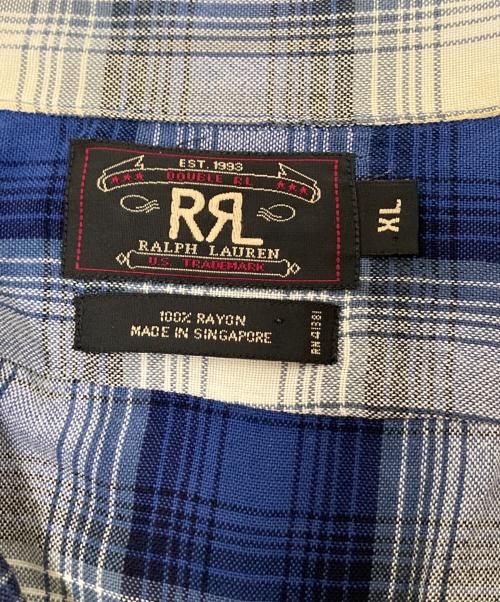 RRL（ダブルアールエル）RRL (ダブルアールエル) オープンカラーオンブレチェックシャツ ホワイト×ブルー サイズ:XLの古着・服飾アイテム
