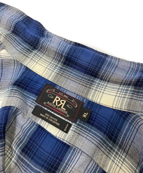 RRL（ダブルアールエル）RRL (ダブルアールエル) オープンカラーオンブレチェックシャツ ホワイト×ブルー サイズ:XLの古着・服飾アイテム