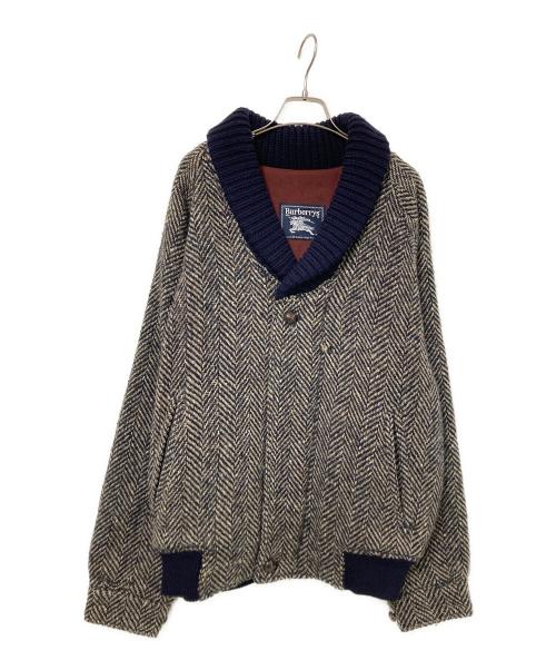 Burberry's（バーバリーズ）Burberry's (バーバリーズ) ウールヘリンボーンブルゾン ネイビー×ベージュ サイズ:下記参照の古着・服飾アイテム