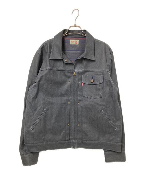 GRAPH ZERO（グラフゼロ）GRAPH ZERO (グラフゼロ) ジップアップコーティングデニムジャケット インディゴ サイズ:3Lの古着・服飾アイテム