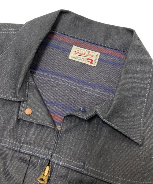 GRAPH ZERO（グラフゼロ）GRAPH ZERO (グラフゼロ) ジップアップコーティングデニムジャケット インディゴ サイズ:3Lの古着・服飾アイテム