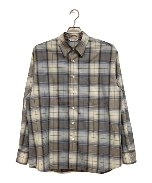 AURALEE（オーラリー）AURALEE (オーラリー) SUPER LIGHT WOOL CHECK SHIRT グレー×ベージュ サイズ:3の古着・服飾アイテム