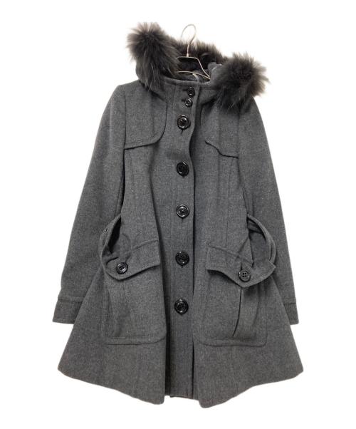 BURBERRY BLUE LABEL（バーバリー ブルー レーベル）BURBERRY BLUE LABEL (バーバリー ブルー レーベル) フードメルトンコート グレー サイズ:38の古着・服飾アイテム