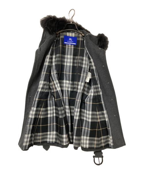 BURBERRY BLUE LABEL（バーバリー ブルー レーベル）BURBERRY BLUE LABEL (バーバリー ブルー レーベル) フードメルトンコート グレー サイズ:38の古着・服飾アイテム