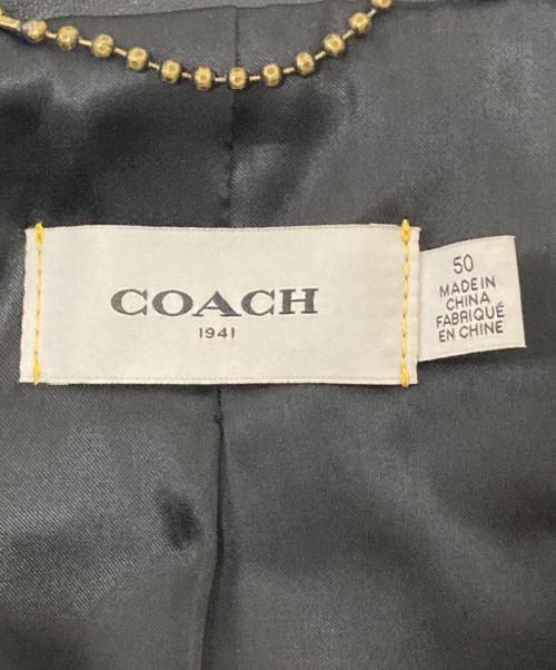 COACH（コーチ）COACH (コーチ) レザー レーサー ジャケット ブラック サイズ:50の古着・服飾アイテム