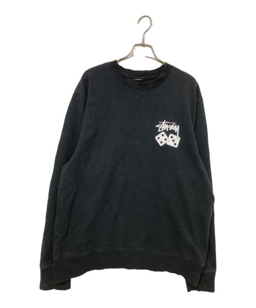 stussy（ステューシー）stussy (ステューシー) DICE CREWプリントスウェット ブラック サイズ:Mの古着・服飾アイテム
