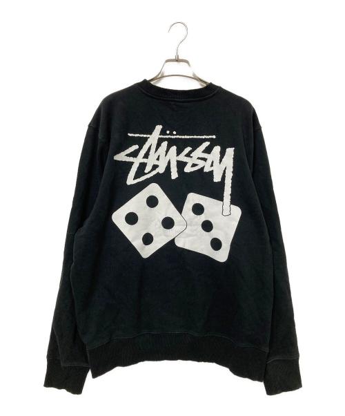stussy（ステューシー）stussy (ステューシー) DICE CREWプリントスウェット ブラック サイズ:Mの古着・服飾アイテム