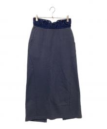 Mame Kurogouchi（マメクロゴウチ）の古着「Cording Embroidery Sweat Skirt」｜ネイビー