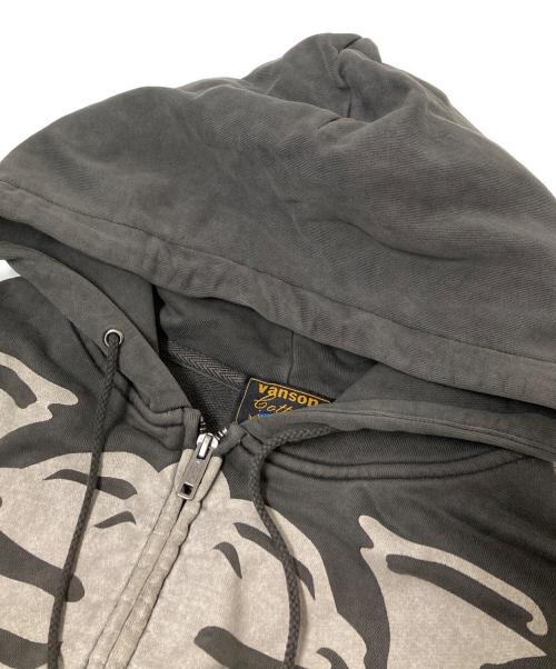 VANSON（バンソン）VANSON (バンソン) ボーンプリントジップパーカー グレー サイズ:Lの古着・服飾アイテム
