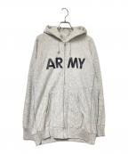 Championチャンピオン）の古着「90‘SARMY ロゴジップパーカー」｜グレー