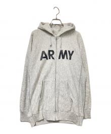 Champion（チャンピオン）の古着「90‘SARMY ロゴジップパーカー」｜グレー