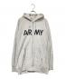 Champion（チャンピオン）の古着「90‘SARMY ロゴジップパーカー」｜グレー