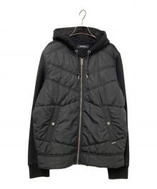 DIESEL（ディーゼル）の古着「ジップアップ中綿フーディー」｜ブラック