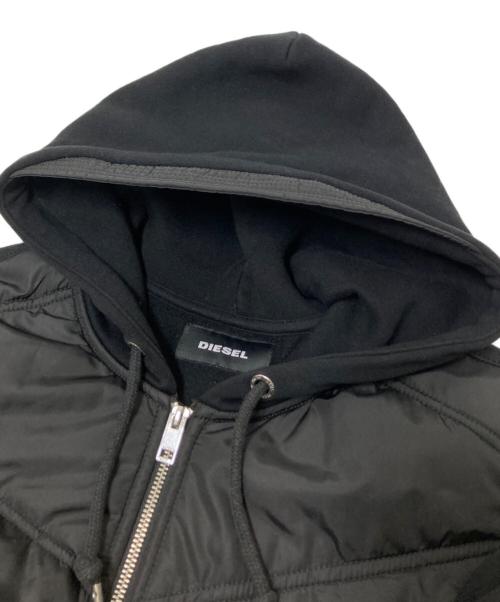 DIESEL（ディーゼル）DIESEL (ディーゼル) ジップアップ中綿フーディー ブラック サイズ:Lの古着・服飾アイテム