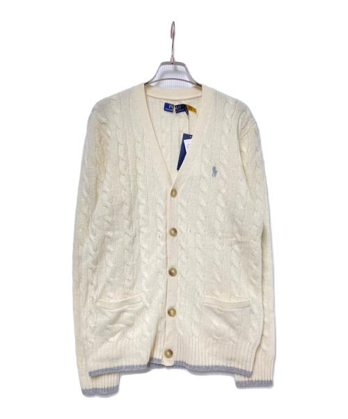 POLO RALPH LAUREN（ポロ・ラルフローレン）POLO RALPH LAUREN (ポロ・ラルフローレン) ロゴ刺繍ケーブルカーディガン アイボリー サイズ:XSの古着・服飾アイテム