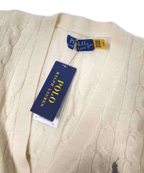 POLO RALPH LAUREN（ポロ・ラルフローレン）POLO RALPH LAUREN (ポロ・ラルフローレン) ロゴ刺繍ケーブルカーディガン アイボリー サイズ:XSの古着・服飾アイテム