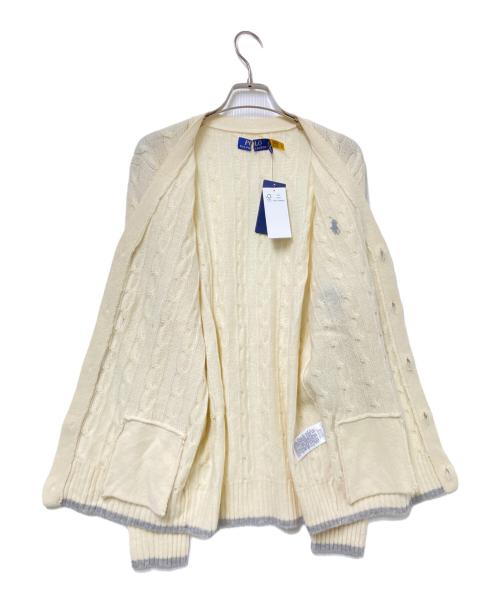POLO RALPH LAUREN（ポロ・ラルフローレン）POLO RALPH LAUREN (ポロ・ラルフローレン) ロゴ刺繍ケーブルカーディガン アイボリー サイズ:XSの古着・服飾アイテム