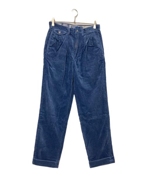 POLO RALPH LAUREN（ポロ・ラルフローレン）POLO RALPH LAUREN (ポロ・ラルフローレン) ツータックコーデュロイパンツ ブルー サイズ:W28×L30の古着・服飾アイテム