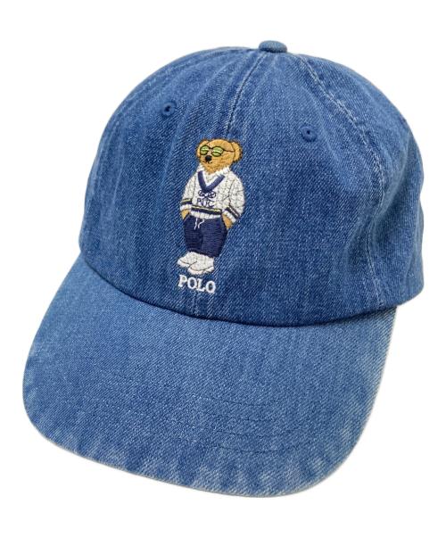 POLO RALPH LAUREN（ポロ・ラルフローレン）POLO RALPH LAUREN (ポロ・ラルフローレン) ポロベア―刺繍ロゴキャップ インディゴ サイズ:下記参照の古着・服飾アイテム