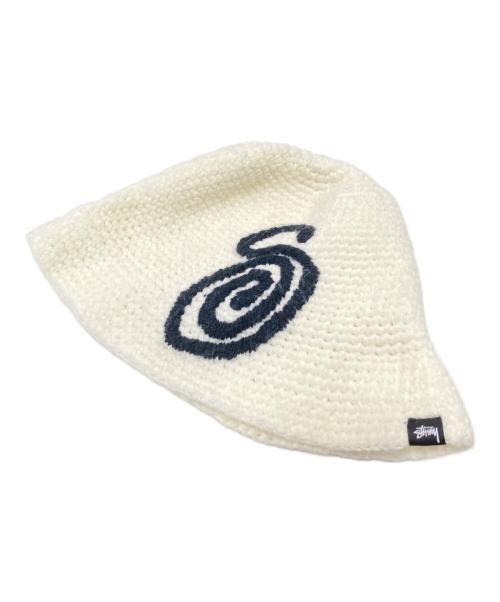 stussy（ステューシー）stussy (ステューシー) Bucket Hat Swirly S Knit Bone ブラック×ホワイト サイズ:下記参照の古着・服飾アイテム