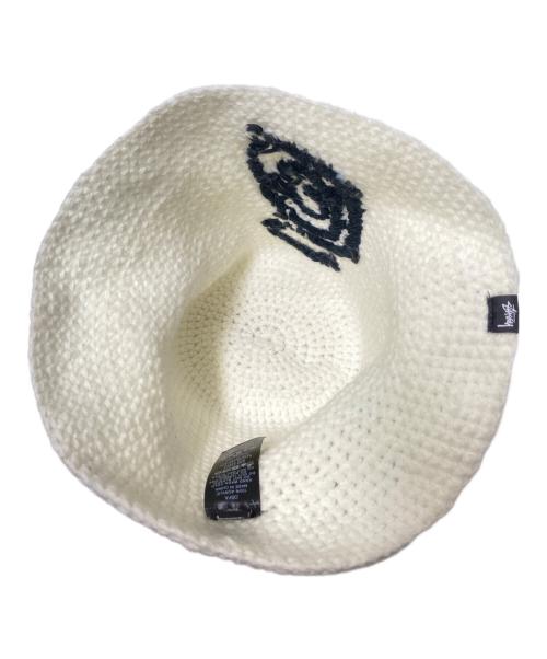 stussy（ステューシー）stussy (ステューシー) Bucket Hat Swirly S Knit Bone ブラック×ホワイト サイズ:下記参照の古着・服飾アイテム