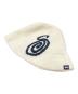 stussy（ステューシー）の古着「Bucket Hat Swirly S Knit Bone」｜ブラック×ホワイト